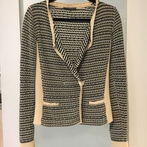 Longsleeve cotton cardigan in ivory and green